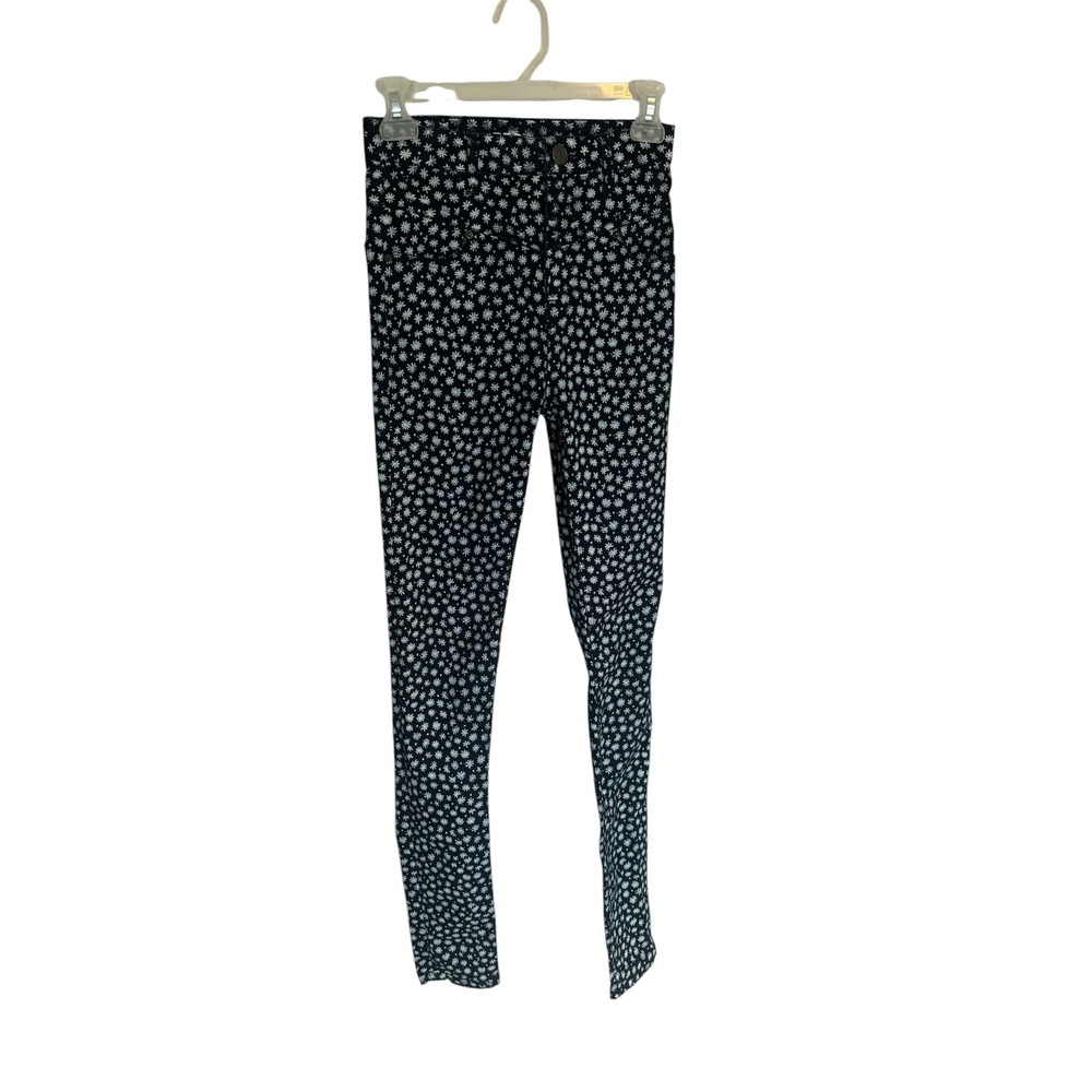 BDG High Rise Seam Jean 25W 33L Navy Blue White Daisy Floral Skinny Pants Long